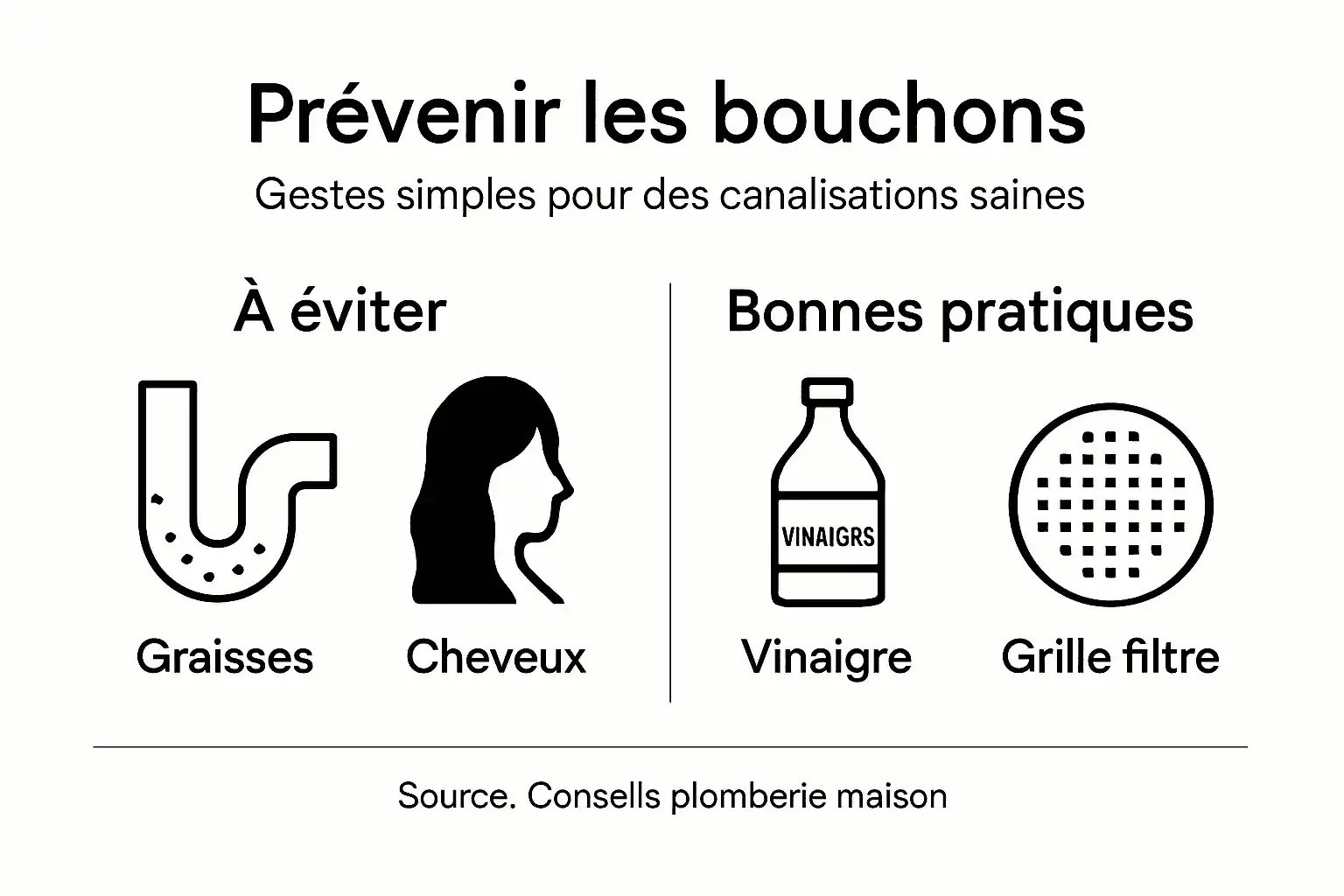 Infographie : conseils pour éviter l’obstruction des canalisations