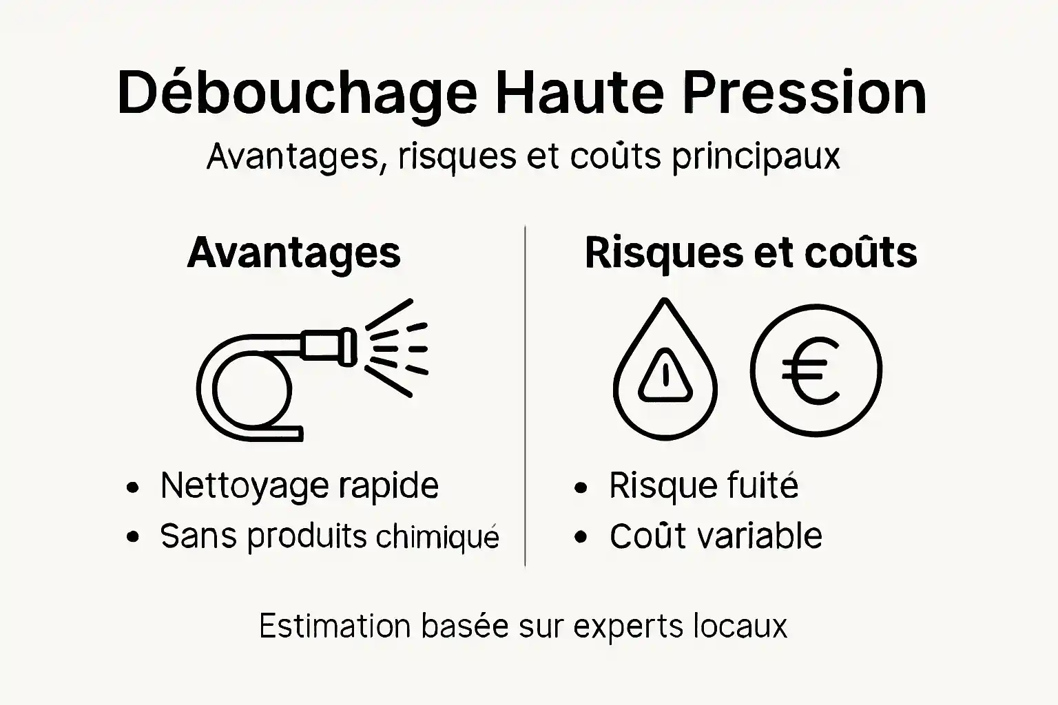 Infographie : tout savoir sur le débouchage à haute pression — avantages, précautions à prendre et coût de l’intervention