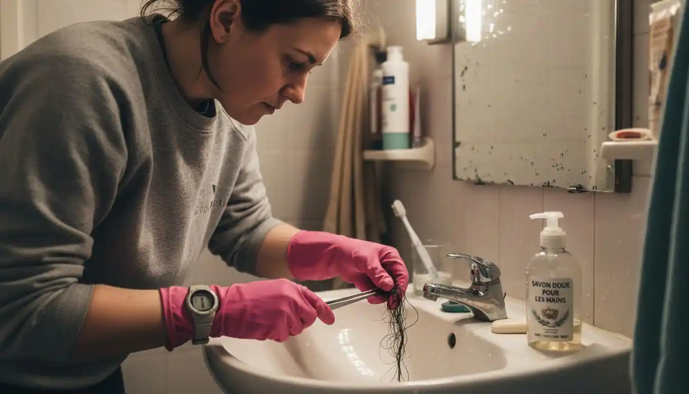 Enlever à la main les résidus qui bloquent l’évacuation du lavabo