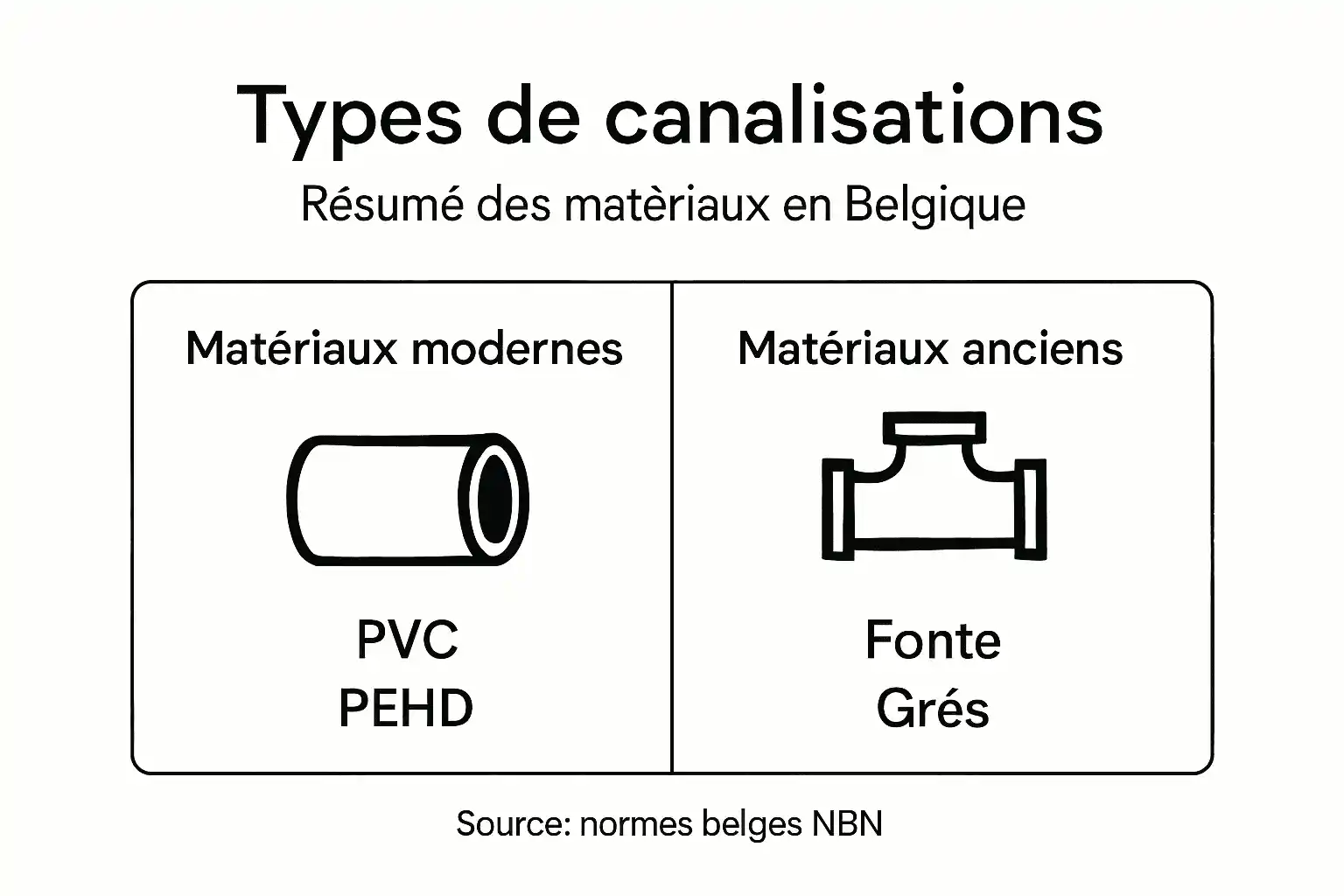 Guide visuel des différents types de canalisations en Belgique