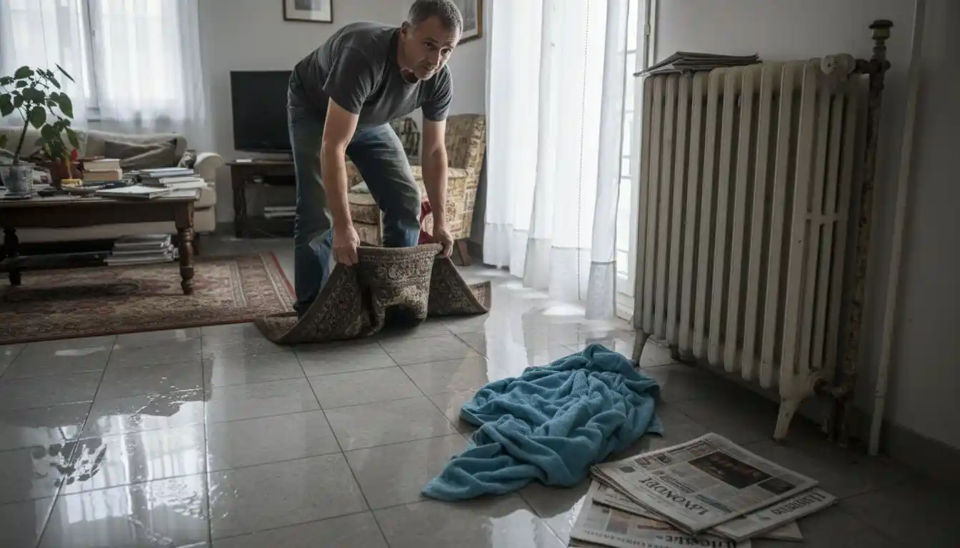 Infiltration d’eau dans le salon d’un appartement