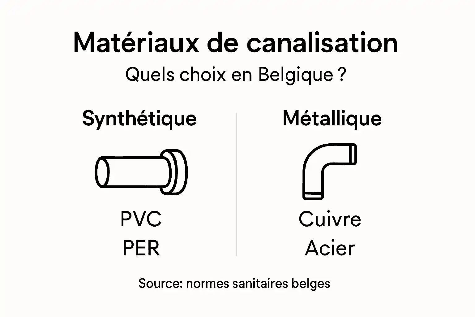 Les matériaux les plus utilisés pour les canalisations en Belgique : infographie