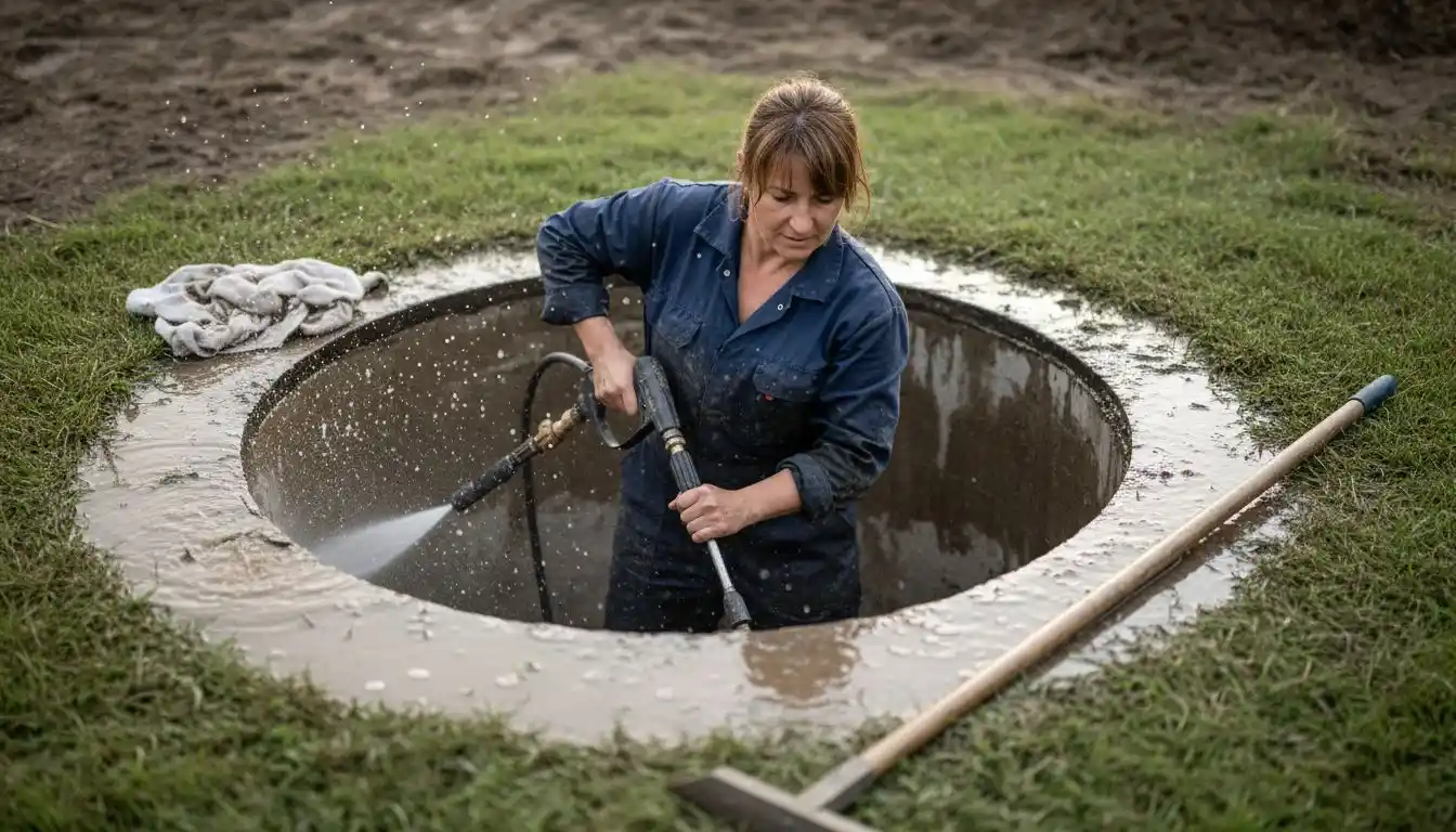 Nettoyage des parois intérieures de la fosse septique