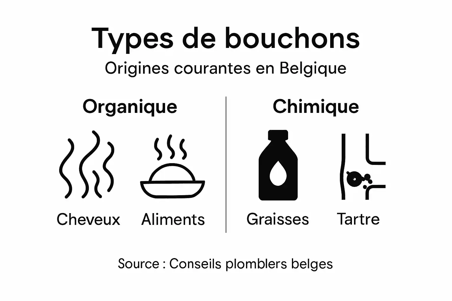 Tout savoir sur les différents types de bouchons dans les canalisations : infographie pratique