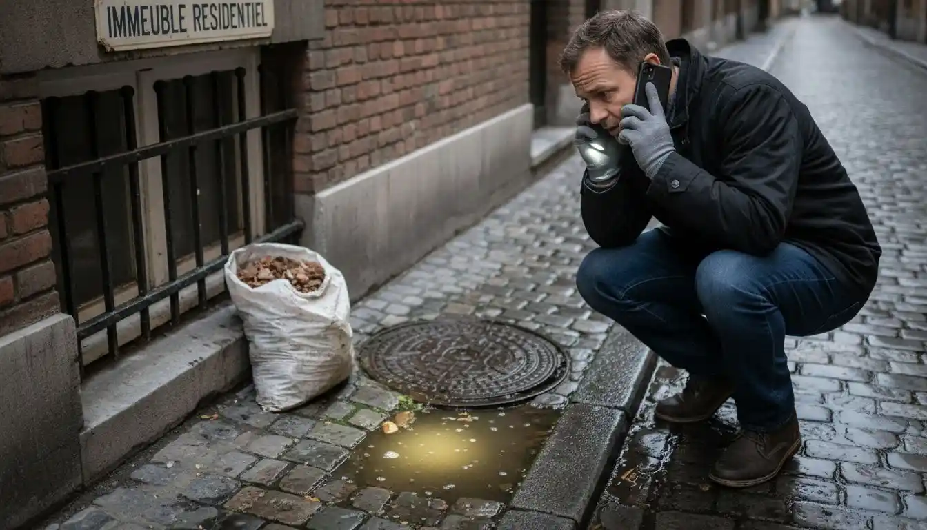 Une fuite d'eau en ville détectée à proximité d'une fosse septique